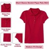 5-Pack Girl's 3-Button Short Sleeve Stretch Pique Polo Shirts School Uniform - 2 of 3