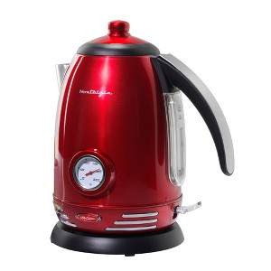 Nostalgia WK17RR Retro 1.7-Liter Stainless Steel Electric Water Kettle with Strix Thermostat, Retro Red - 1 of 4