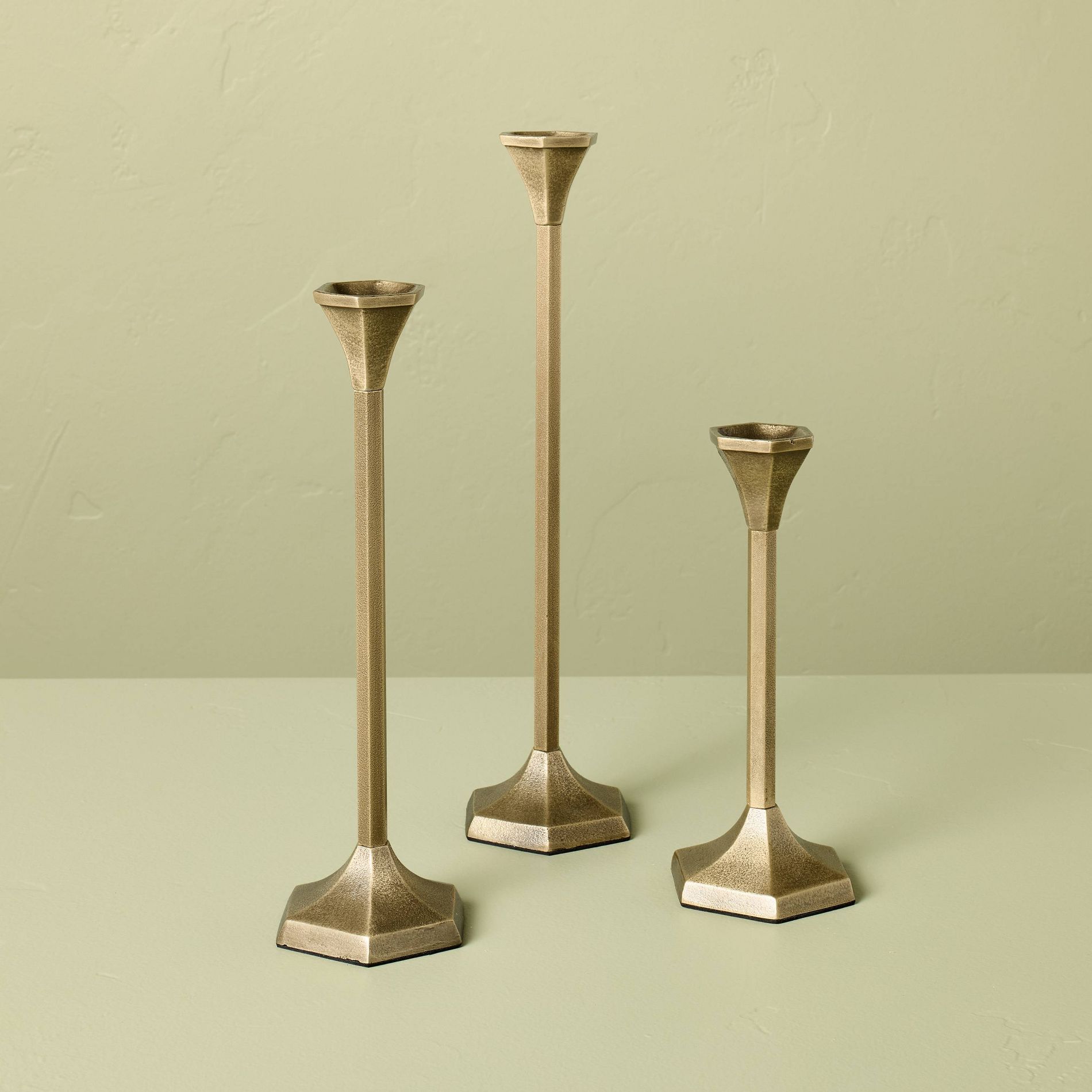 3pk Brass Candlestick Set - Hearth & Hand™ with Magnolia