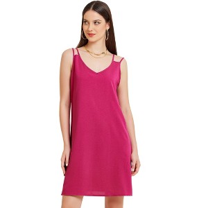 Allegra K Women's Summer Casual Sleeveless Spaghetti Strap Loose Mini Dress - 1 of 4