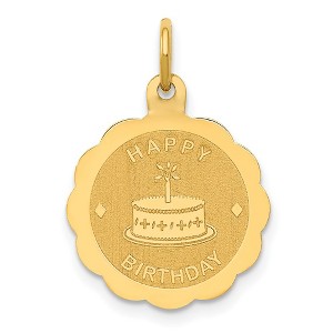 Black Bow Jewelry 14k Yellow Gold Happy Birthday Charm or Pendant, 15mm - 1 of 4