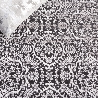 Amelia Charcoal and Ivory Square Synthetic Area Rug