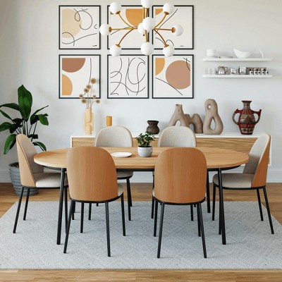 Beige Upholstered Metal Frame Dining Side Chair Set