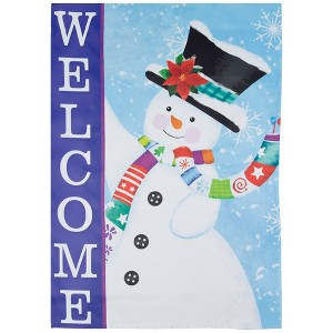 Northlight Joyful Snowman "Welcome" Christmas Outdoor Flag - 40" x 28" - 1 of 4