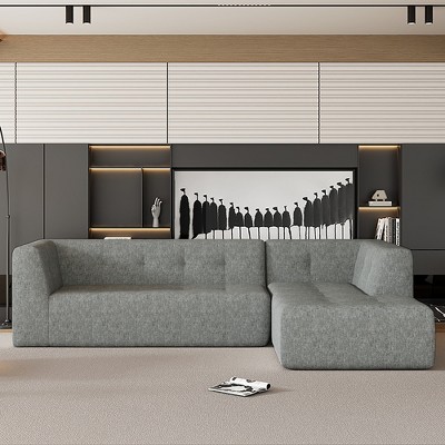 Whisen Modern Minimalist 2-Piece L-Shaped Upholstered Sofa Sectional Sofas