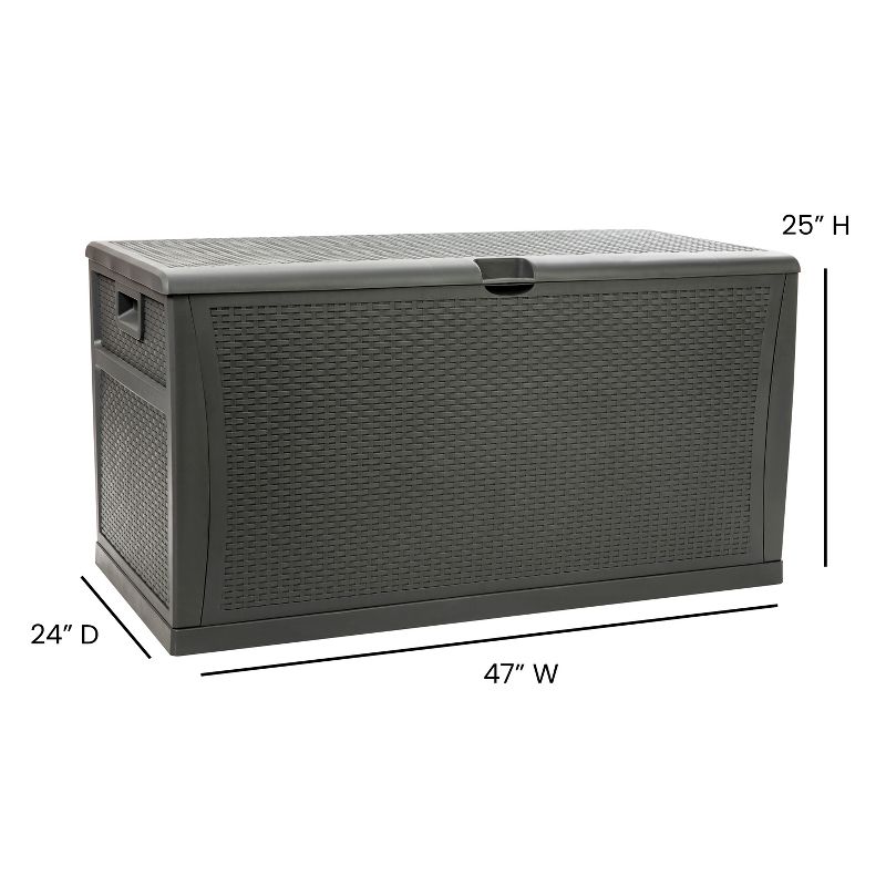Merrick Lane 120 Gallon Weather Resistant Outdoor Storage Box for Decks, Patios, Poolside and More, 6 of 12