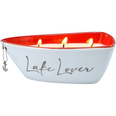 Pavilion Gift Company - Lake - Triple Wick 10 oz 100% Soy Wax Candle Scent: Fresh Linen - Flame Candles