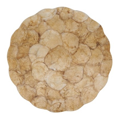Set of 4 Beige Scalloped Capiz Shell Placemats