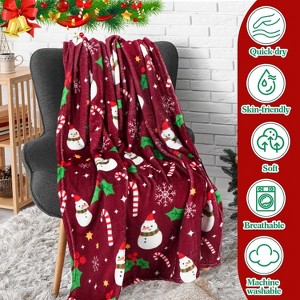Lomsoe Christmas Throw Blankets Snowmen, Hearts, Santa, Snowflakes, Xmas Tree Soft Cozy Christmas Plush Flannel Blanket for Sofa, Christmas Gift. - 1 of 4