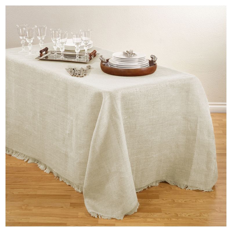 Burlap Tablecloth Ivory (90"x156"), 1 of 3