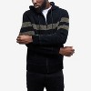 CULTURA Mens' Full Zip Hooded Striped Cardigan Sweater With Faux Shearling Lining - 3 of 4