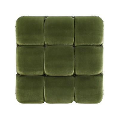 Olive Green Velvet Tufted Modular Cocktail Ottoman
