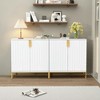 Resenkos Accent Wood Grain Cabinet with 2 Doors, Storage Cabinet Sideboard with Gold Metal Legs for Living Room,Entryway, White - 2 of 4