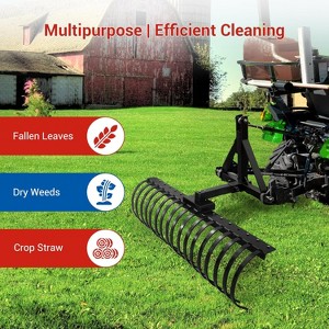 49in 3 Point Landscape Rake with 18 Tines, Detachable Pine Straw Rake ...