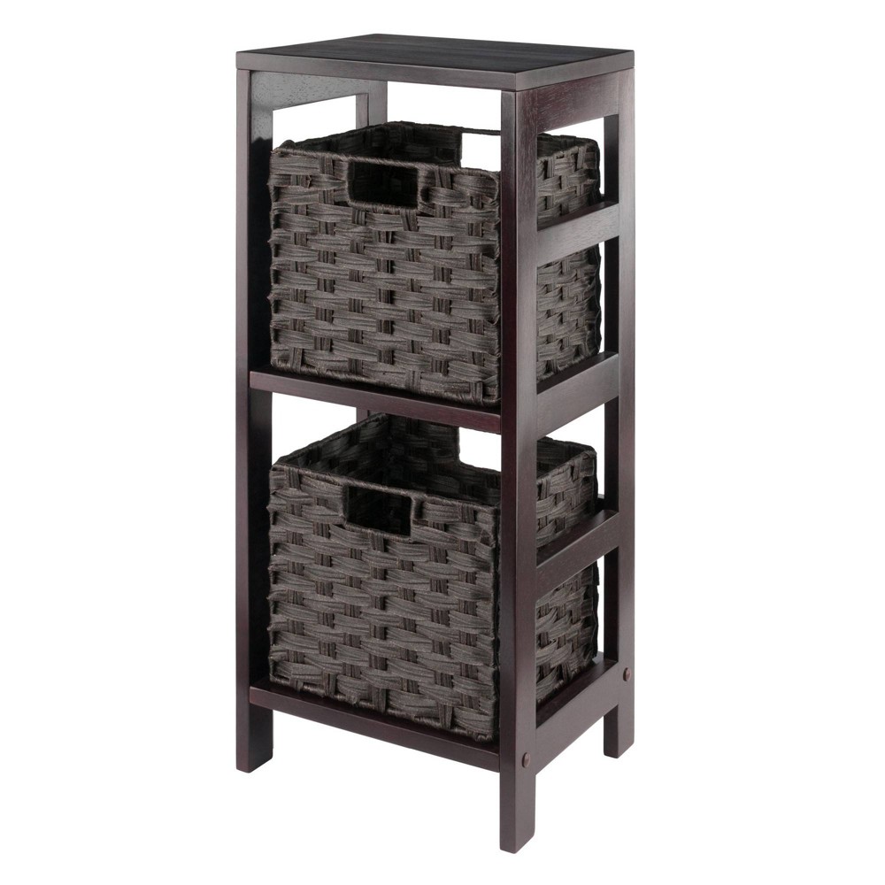 Photos - Wall Shelf 29.21" 3pc Leo Storage Shelf with Baskets Espresso/Chocolate - Winsome