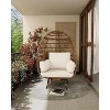 Oversized Swivel Egg Chair, Weather Resistant Indoor Outdoor Wicker Lounge Reading Chair with Thick Cushion and Steel Frame Stand - 4 of 4