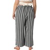 Agnes Orinda Women's Plus Size Boho Palazzo Elastic Waist Stripe Wide Leg Lounge Pants with Pocket - 4 of 4