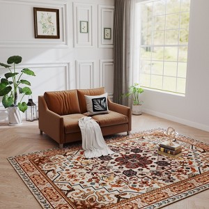 5x7 Washable Traditional Area Rug, Thin Distressed Non-Slip Carpet for Living Room Bedroom Kitchen Dining Room Home Decor - 1 of 4