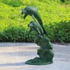 SPI Home Leaping Dolphins Garden Spitter – 25.5" Metal Outdoor Water Feature with Bronze Finish for Pond or Fountain Decor - 2 of 3