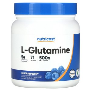 Nutricost L-Glutamine, Blue Raspberry, 17.6 oz (500 g) - 1 of 2