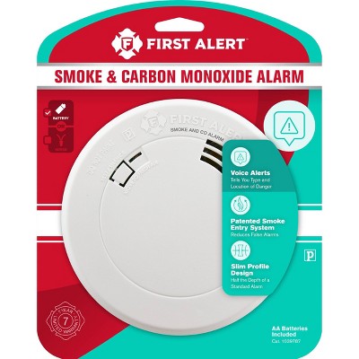 First Alert PRC700V Battery Powered Slim Smoke & Carbon Monoxide Detector with Voice Location and Photoelectric Sensor