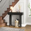 Infurnic Decorative Storage Cabinets Console Table with Rattan Accent, Stylish Rustic Sofa Table for Living Room and Hallway, Black, 51.9"*13.8"*30" - 2 of 4