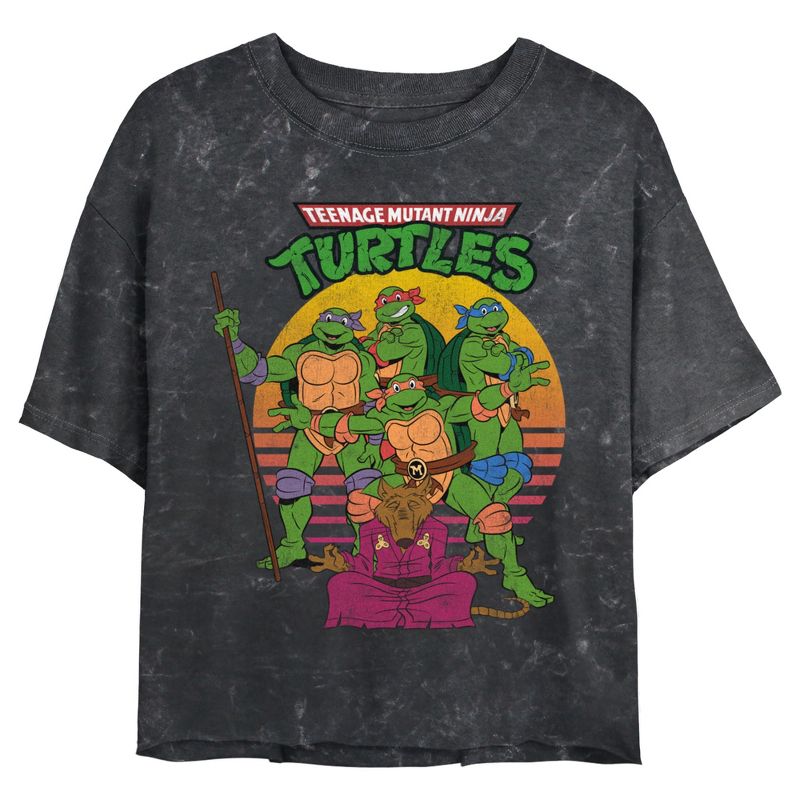 Juniors Womens Teenage Mutant Ninja Turtles Distressed Master Splinter Shot T-Shirt, 1 of 5
