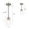 LNC Classic 1-Light 3.9" Transitonal Cylinder Mini Glass Pendant Lights, Chrome with Seeded Glass - 3 of 4