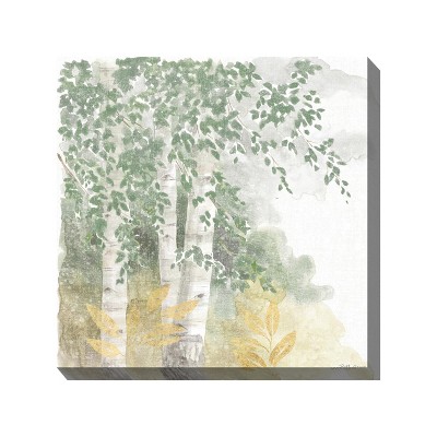 Cottage Garden West of The Wind Faint Breeze Green, Yellow, White 24 x 24 Inch Waterproof Gallery Wrapped Canvas, Outdoor Garden, Yard, Patio All