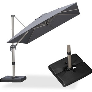 PURPLE LEAF Deluxe Aluminum Outdoor Patio Umbrella Square Cantilever Umbrellas - 1 of 4
