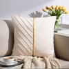 REGALWOVEN Velvet Throw Pillow Cover with Gold Striped Modern Pillowcase for Sofa Bedroom Living Room Home Decor 18 x 18 Inch 2 Pcs - 2 of 4