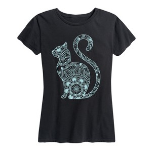 Women's - Instant Message - Decorative Cat Short Sleeve Graphic T-Shirt - 1 of 4