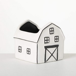 Sullivans Charming Black & White Ceramic Planter 4.5"H White - 1 of 4