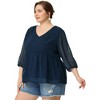 Agnes Orinda Women's Plus Size Chiffon Babydoll Long Sleeve V Neck Swiss Dots Blouses - 3 of 4