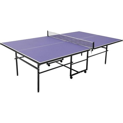 Table Tennis Table, Foldable, Rolling, Standard Size Indoor Ping Pong Table with Net, 4 Wheels, Single Player Play Mode, Foldable Design: Target