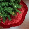 Northlight Glittered Swirl Velveteen Trimmed Christmas Tree Skirt - 48" - Red - 2 of 3