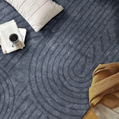 Dark Gray Geometric Flat Woven Machine Washable Area Rug