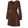 Coolmee Women's Dresses Wrap V-Neck Casual Ruffle Long Sleeve A-Line Mini Dress - 3 of 4