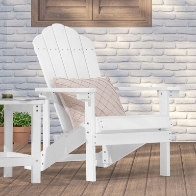 Sonkuki Faux Wood Adirondack Chair with High Back and Wide Seat