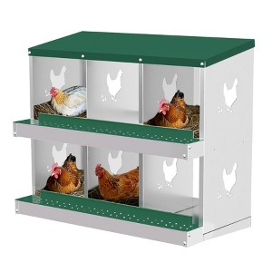 6-Hole Galvanized Steel Chicken Nesting Box - Heavy Duty Egg Laying Box for Hens & Ducks | Rollout Egg Collection | Ventilated Design with Easy - 1 of 4