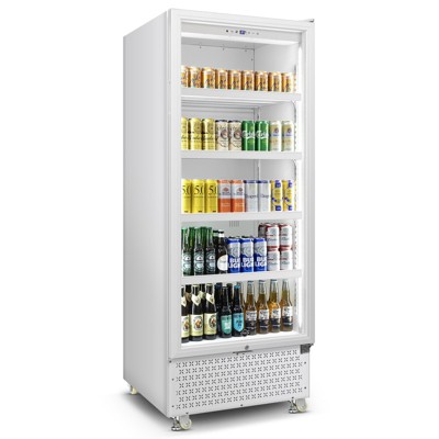 Velivi 27.55 in. W 14.8 cu. ft. Commercial Display Refrigerator 1-Glass Door Beverage Cooler in White