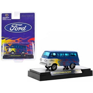 1965 Ford Econoline Van Gasser Blue Metallic with Flames Limited Edition to 6050 pieces 1/64 Diecast Model Car by M2 Machines - 1 of 3