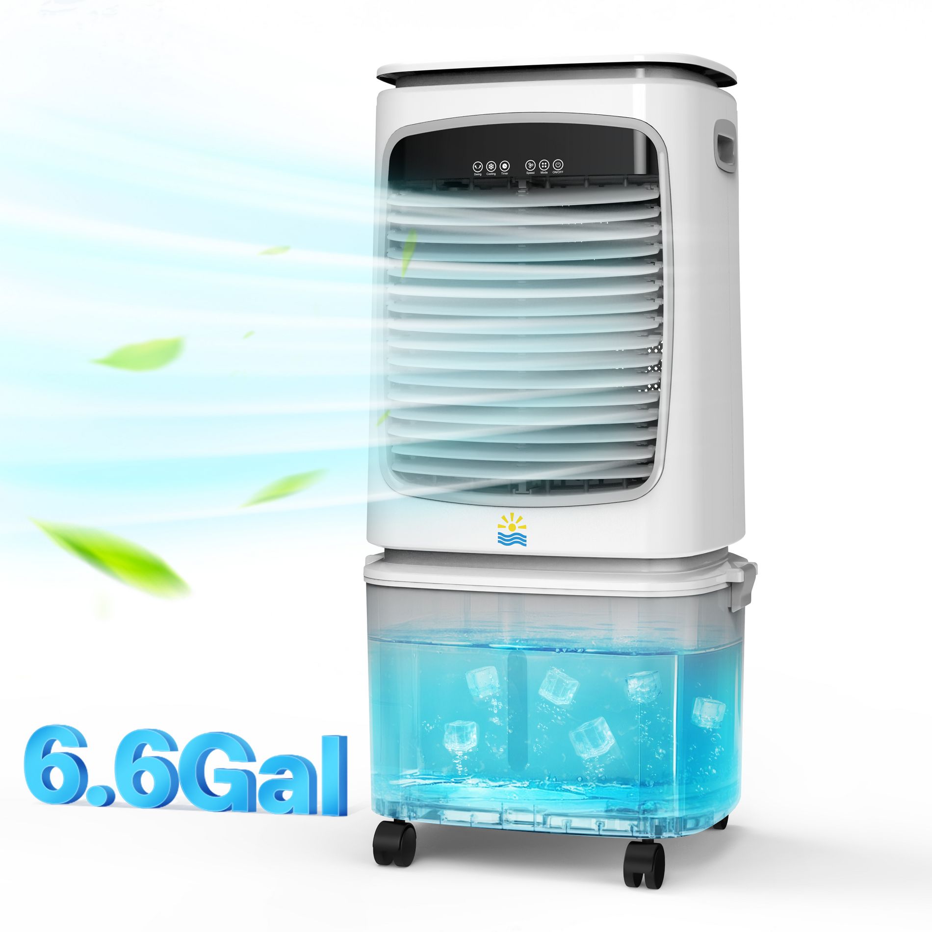 Etust 1800CFM Evaporative Air Cooler with 6.6 Gal Tank & 4 Ice Packs, Portable Swamp Cooler, 12H Timer