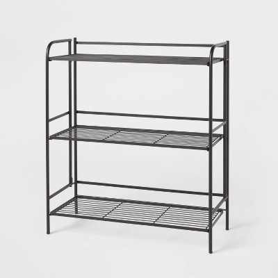 Folding 3 Wide Shelves Black - Brightroom™