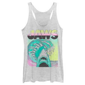 Women's Jaws 80s Colorful Wave Racerback Tank Top - 1 of 4
