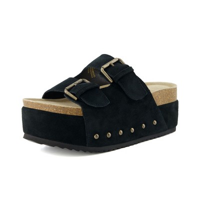 CUSHIONAIRE Women's Guru Genuine Leather footbed platform sandal with +Comfort, Wide Widths Available