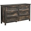 VYNXARIA Farmhouse 6 Drawers Dresser for Bedroom, Wood Rustic Wide Chest of Drawers, Storage Dressers Organizer,Dark Rustic Oak - 2 of 4