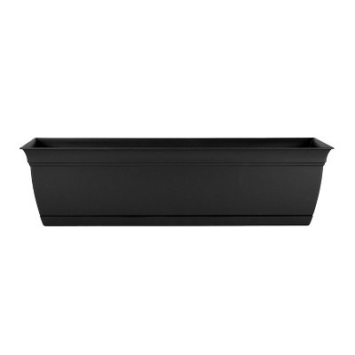 The HC Companies ECW24000G18 Indoor Outdoor 24 Inch Eclipse Series Window Flower Garden Ornamental Planter Box with Removable Attached Saucer, Black