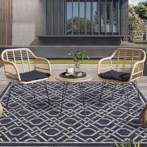 Outdoor Geometry Modern Area Rug Turkish Style.Washable, Foldable, Non-Slip, Light Weight Carpet Stain-Resistant, Breathable, Easy to Clean Sturdy - 1 of 4