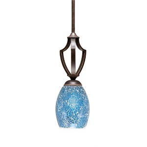 Toltec Lighting Zilo 1 - Light Pendant in  Dark Granite with 5" Turquoise Fusion Shade - 1 of 1